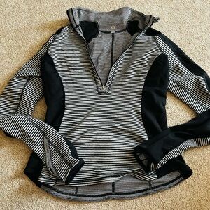 Women's Lululemon Striped Black and Gray Sweater